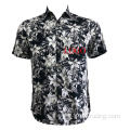 Full flower print beach men's short sleeve shirt